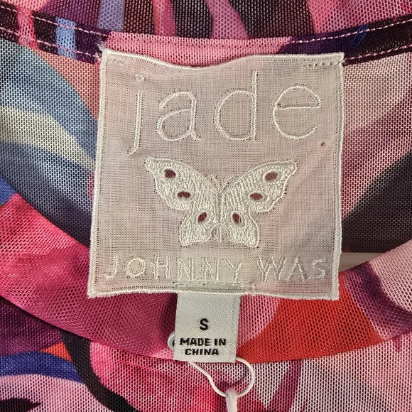 NWT Johnny Was Eleanor Crewneck Short Sleeve Floral- Print Mesh Tee Size Small - Picture 9 of 13